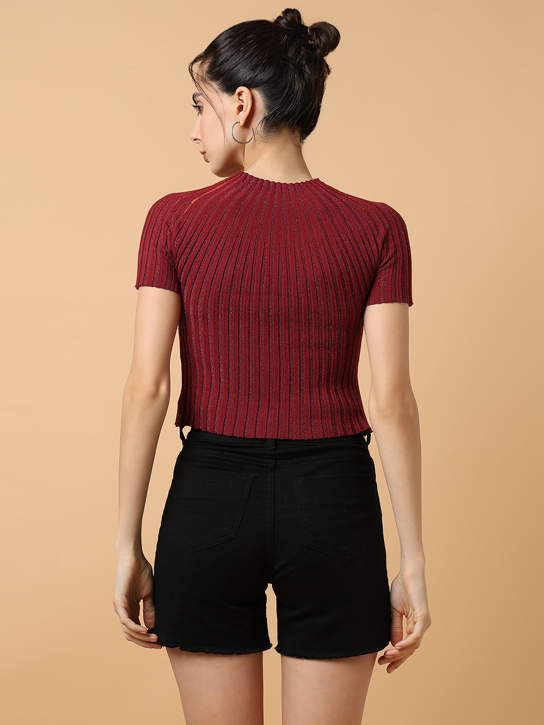 Women Maroon Solid Top