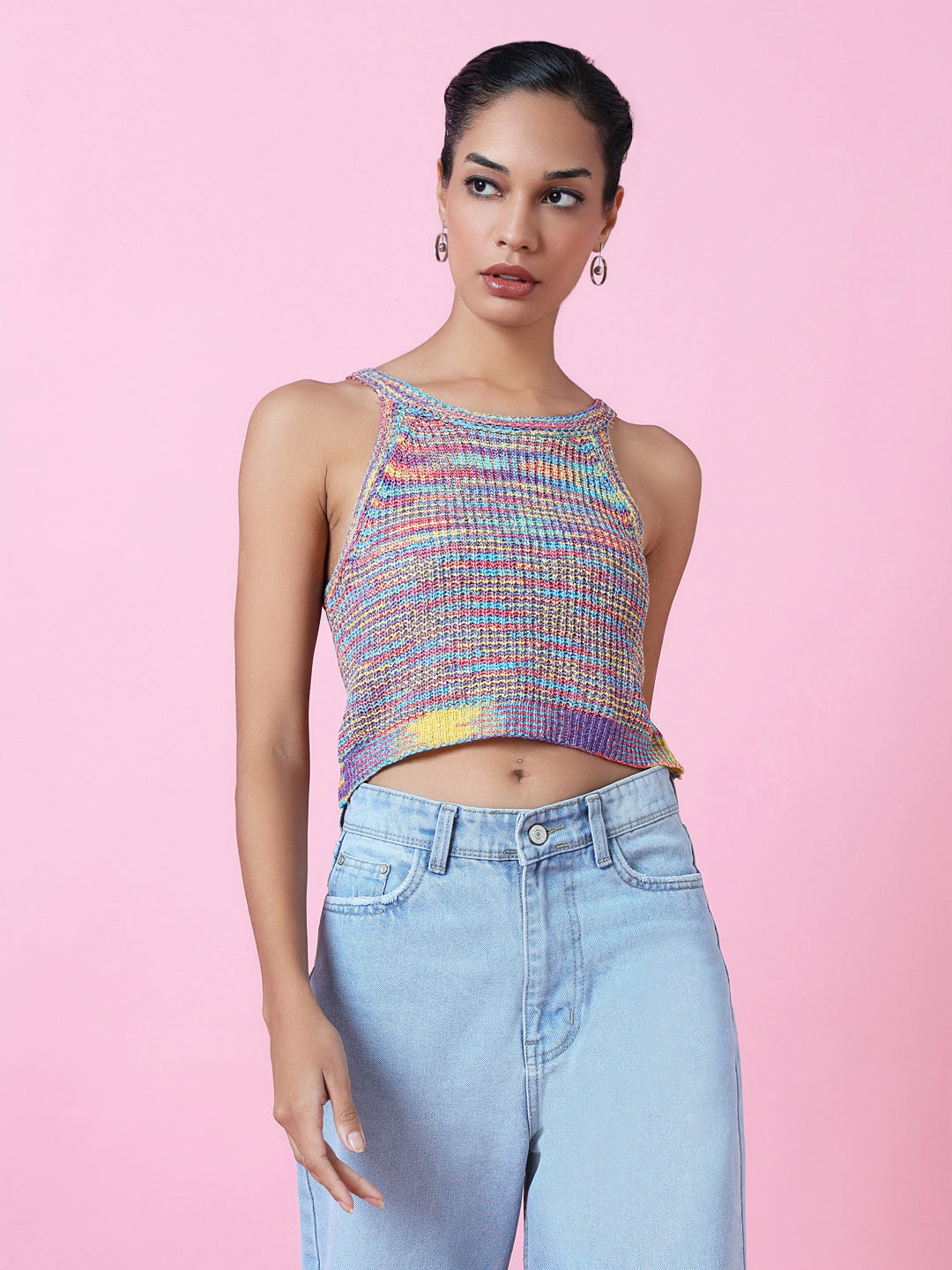 Women Multi Solid Fitted Crop Top