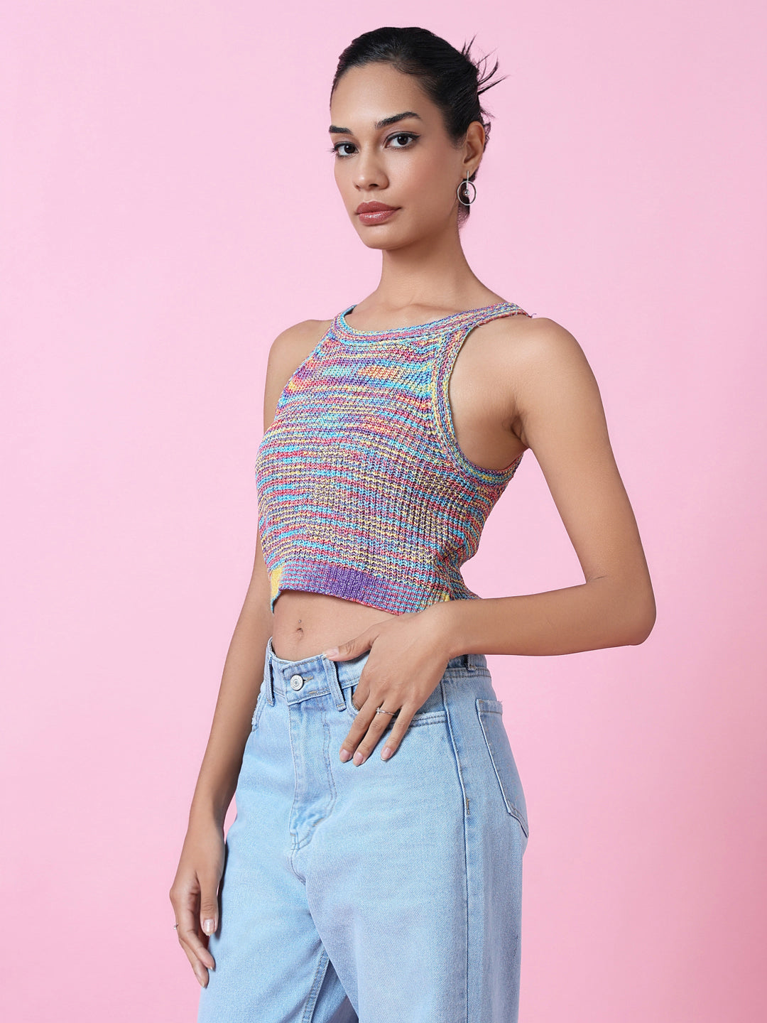 Women Multi Solid Fitted Crop Top