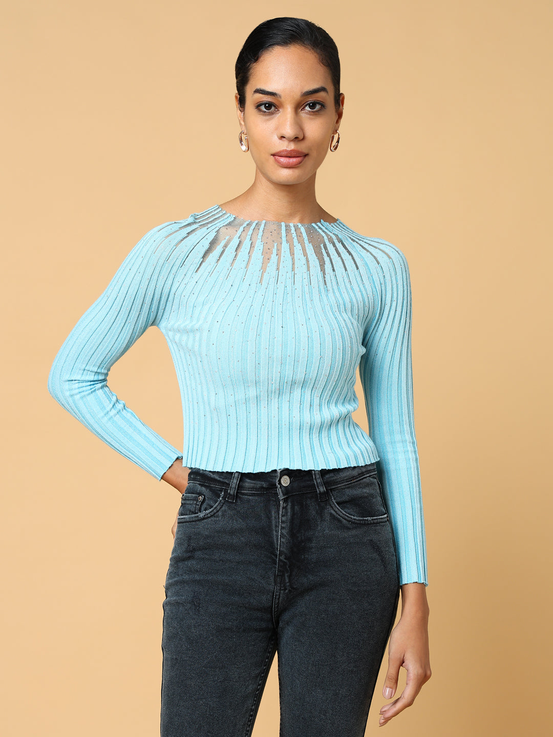 Women Blue Solid Top