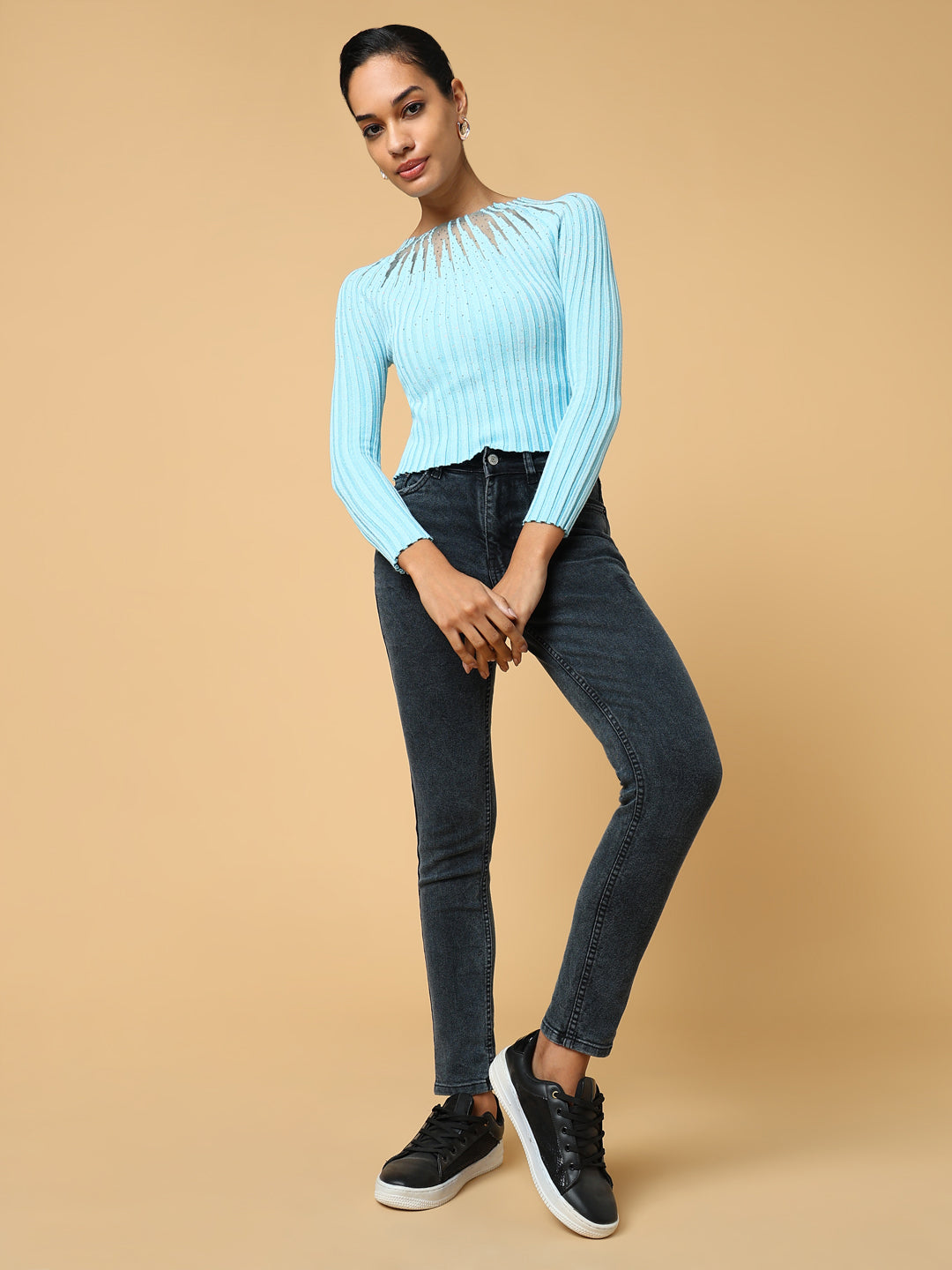 Women Blue Solid Top