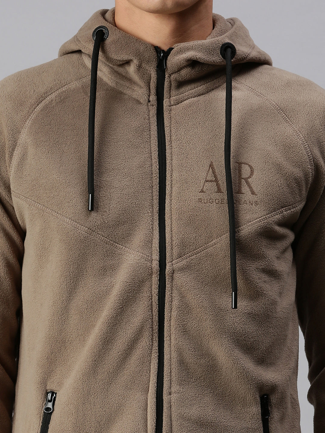 Men Hooded Solid Grey Sweatshirt