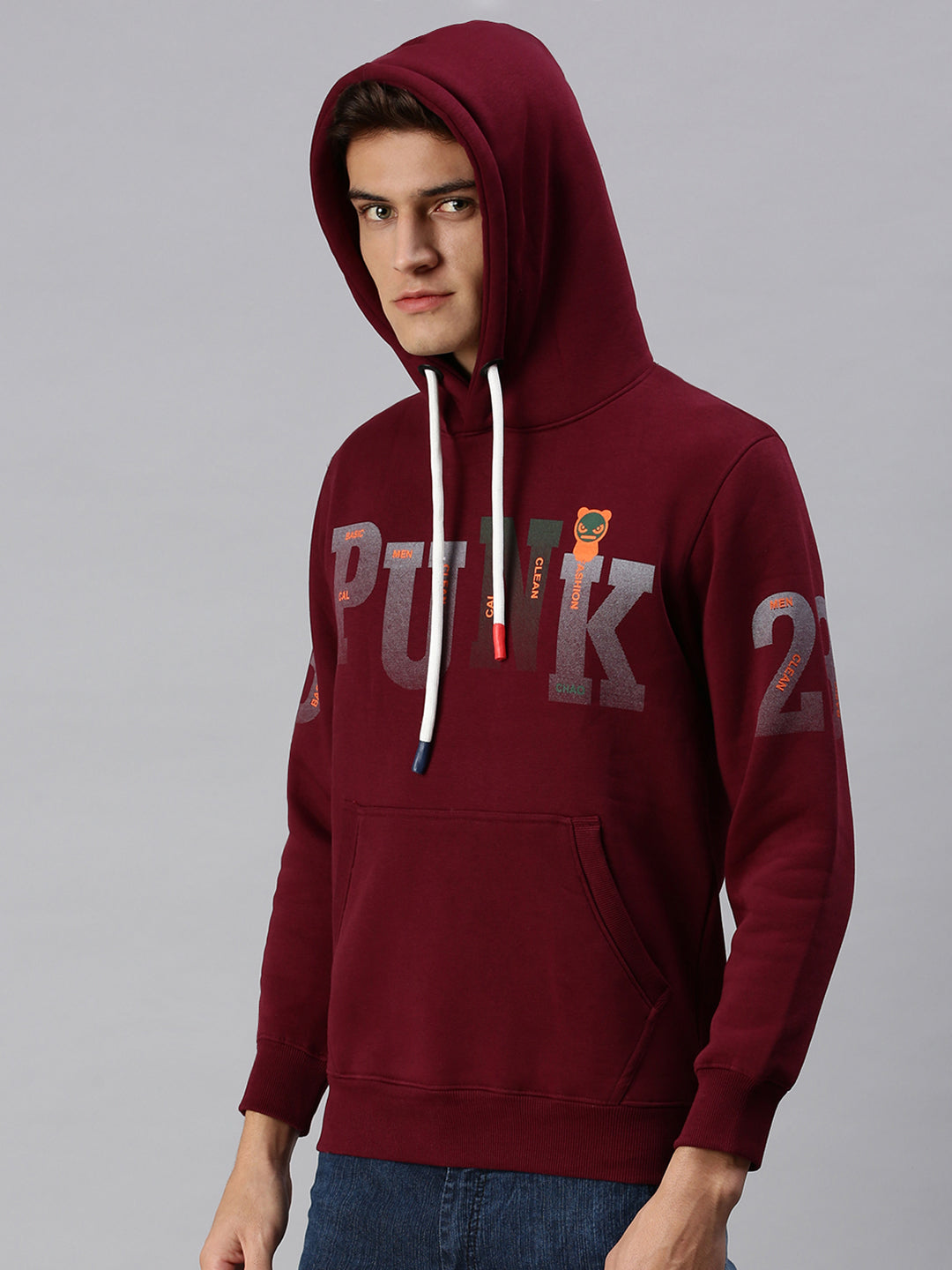 Men Hooded Graphic Print Multi Sweatshirt