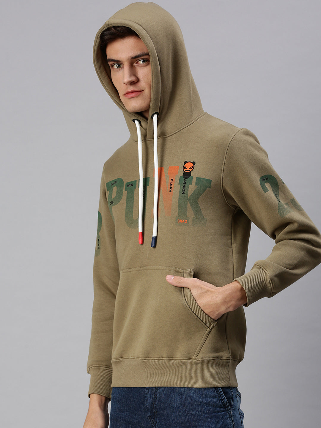 Men Hooded Graphic Print Multi Sweatshirt