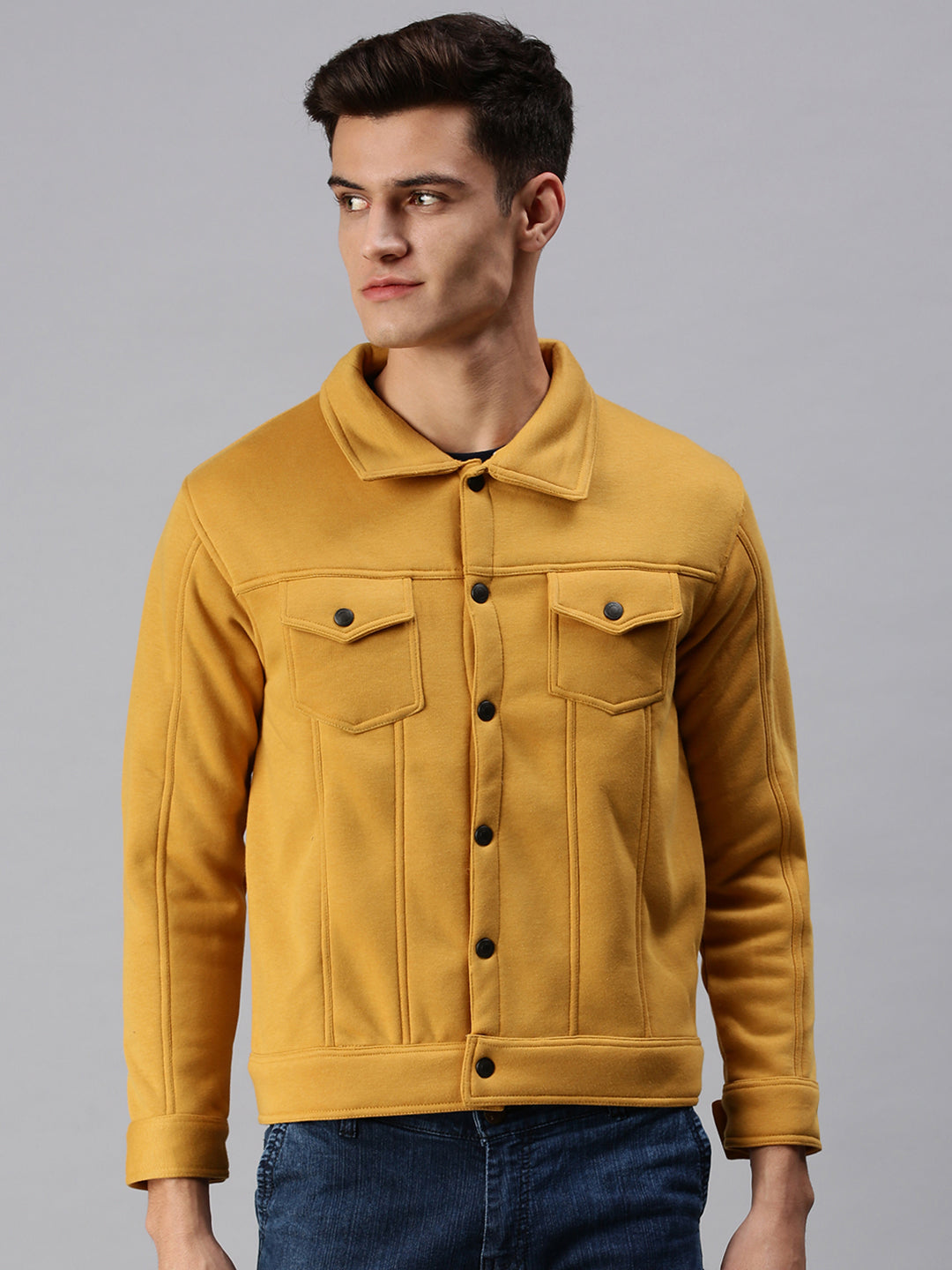 Men Solid Yellow Sweatshirt