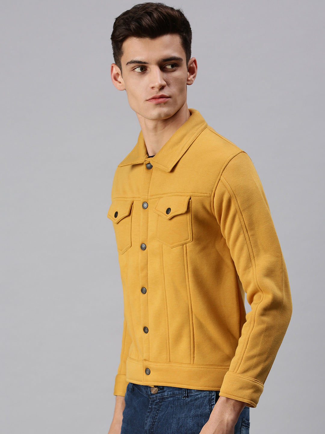 Men Solid Yellow Sweatshirt