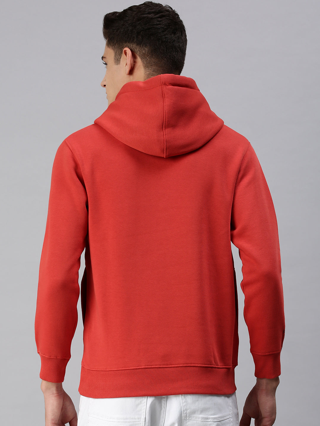 Men Hooded Graphic Print Red Sweatshirt