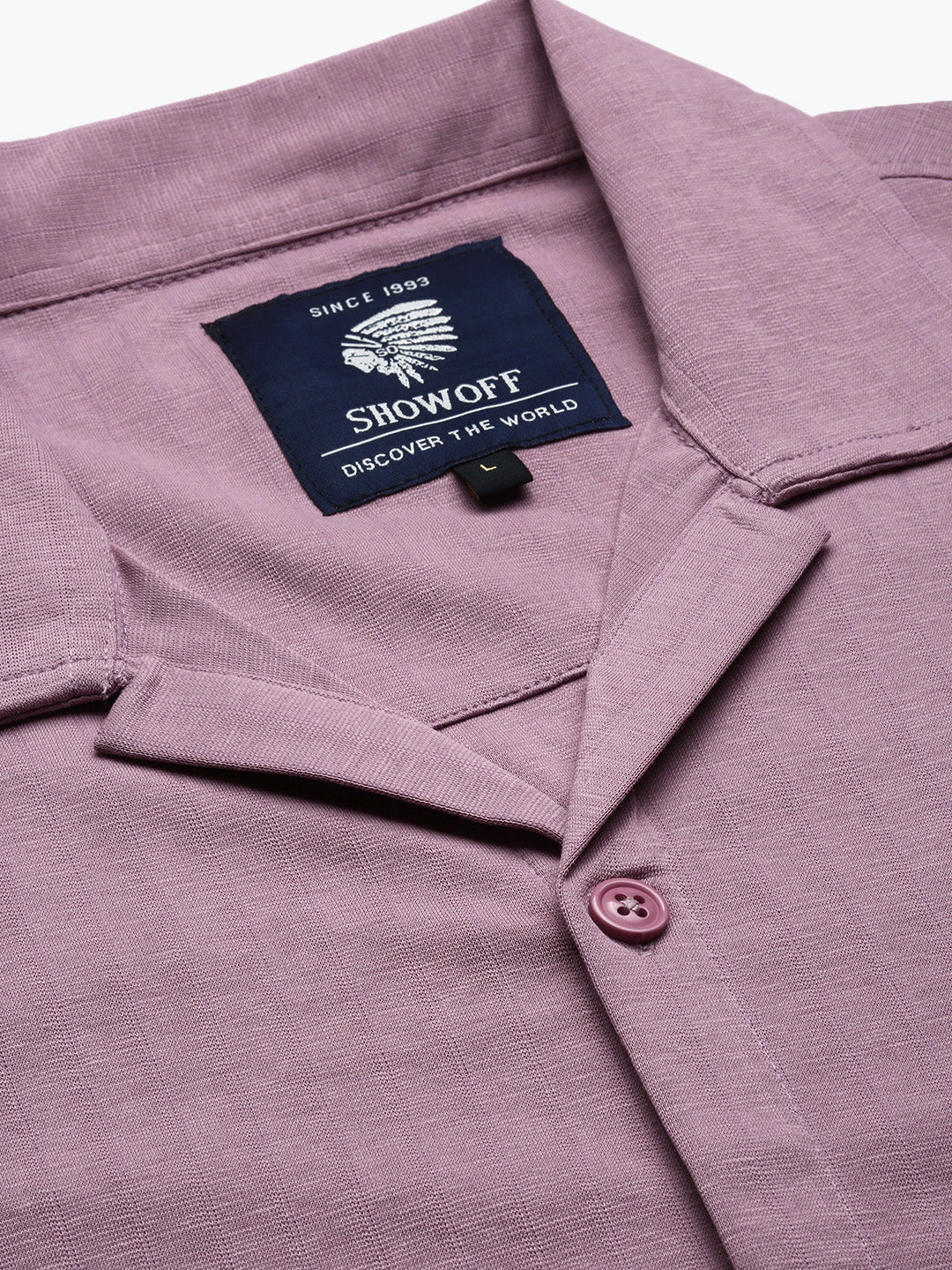 Men Mauve Cuban Collar Solid Shirt