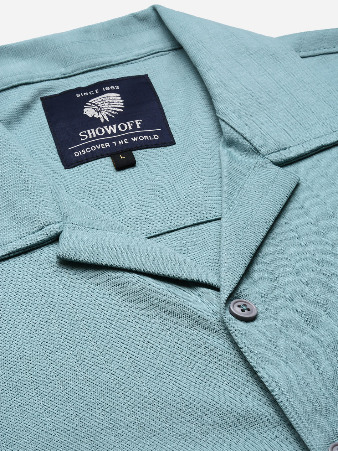 Men Sea Green Cuban Collar Solid Shirt