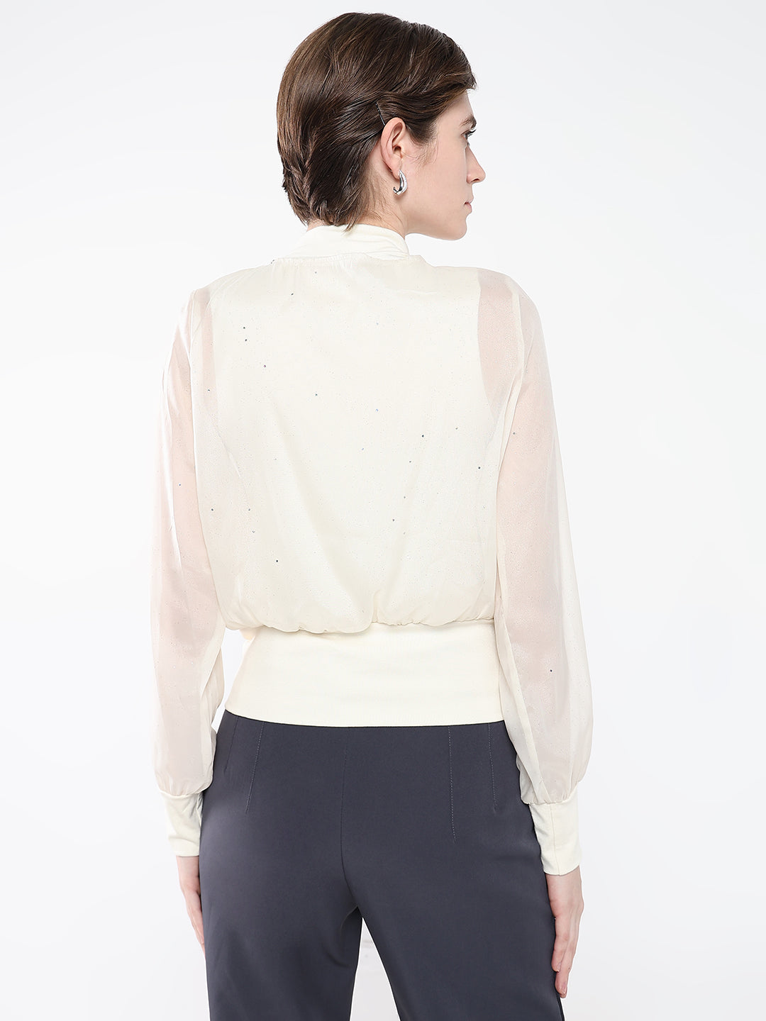 Women Cream Solid Top