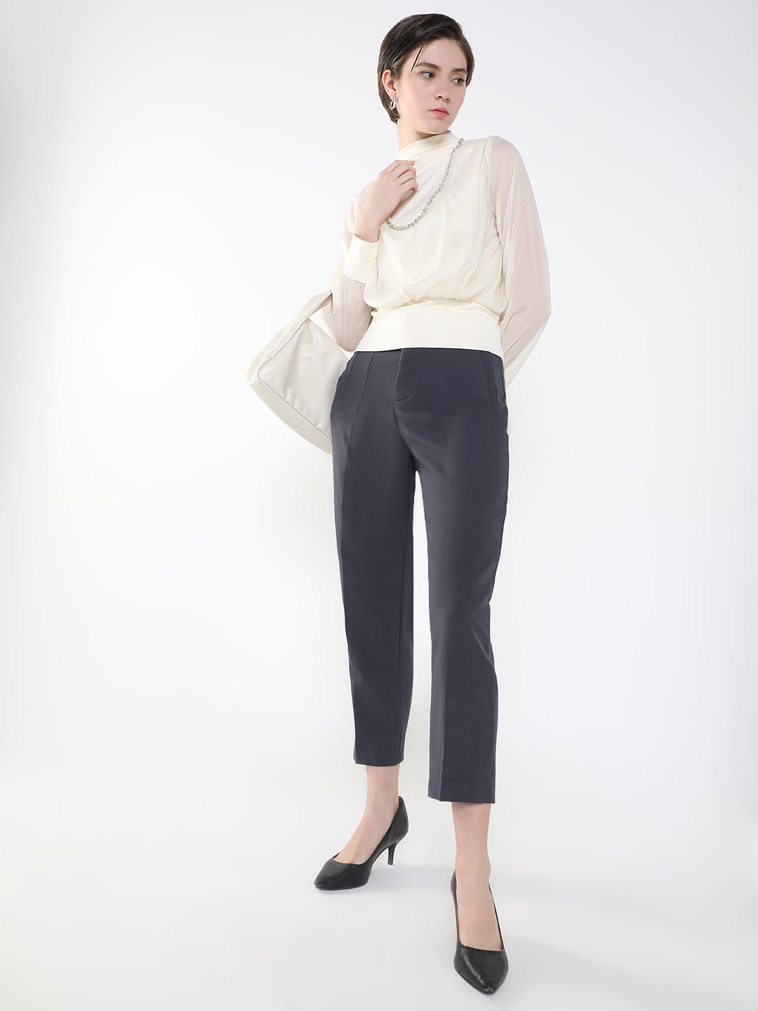 Women Cream Solid Top