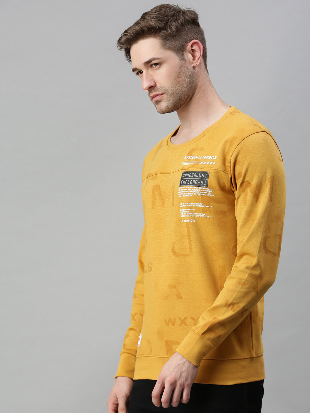 Men Printed Yellow Sweatshirt