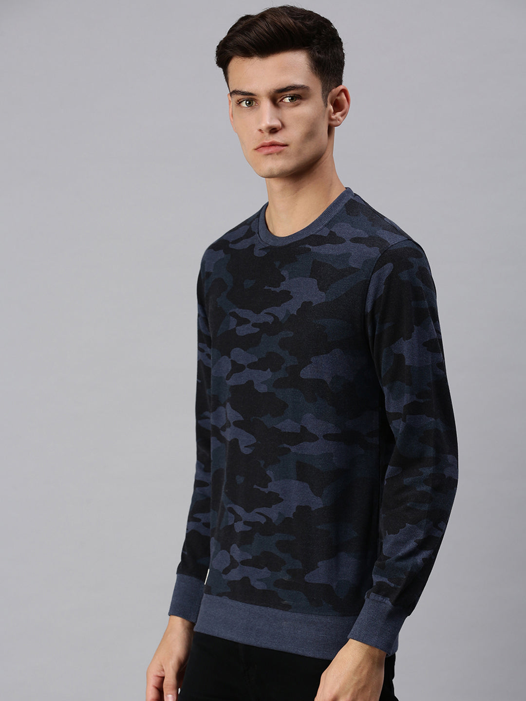 Men Camouflage Navy Blue Sweatshirt