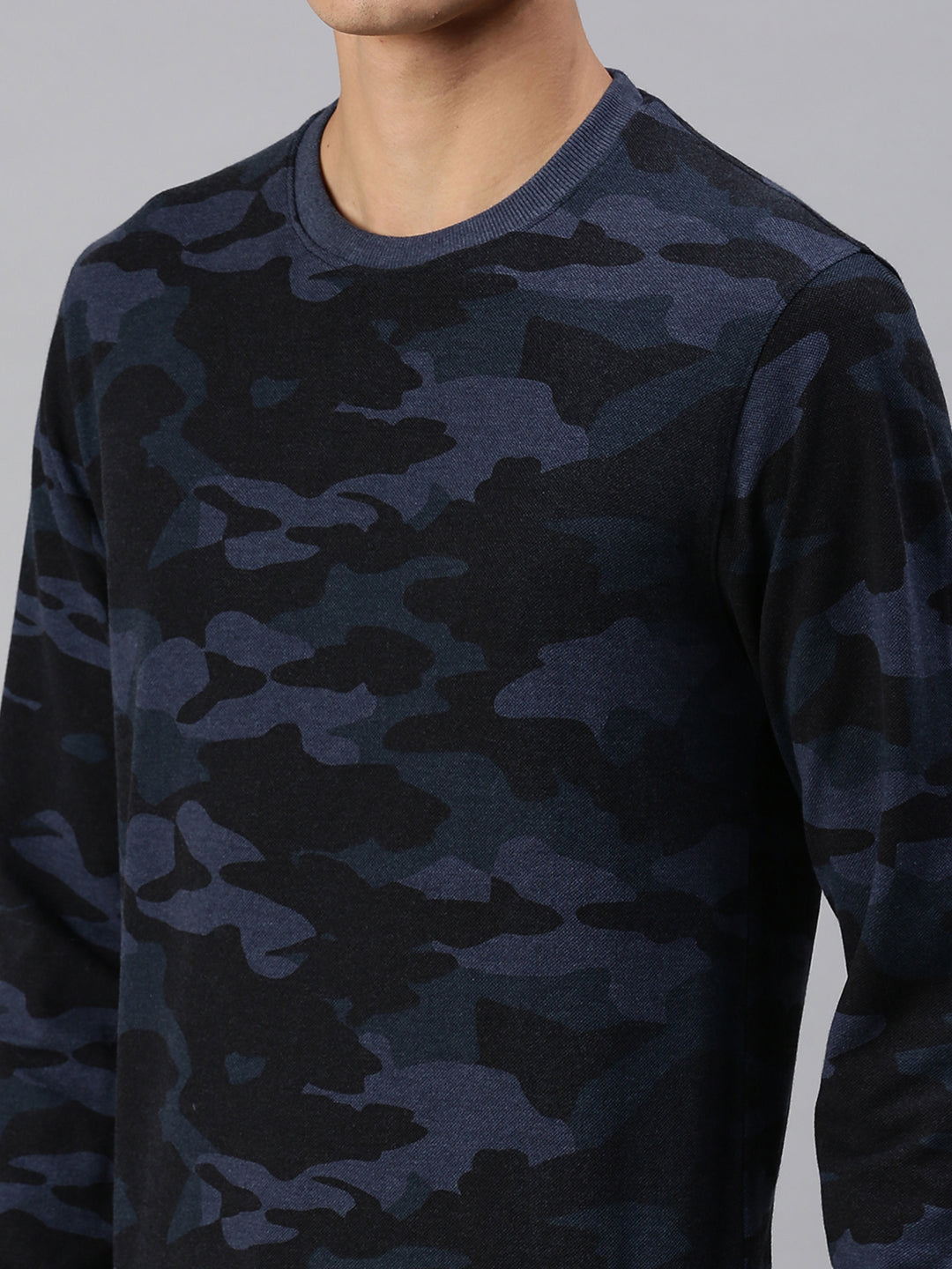 Men Camouflage Navy Blue Sweatshirt