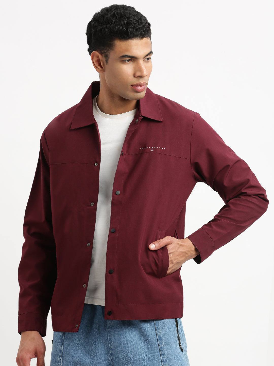 Men Spread Collar Purple Solid Tailored Jacket
