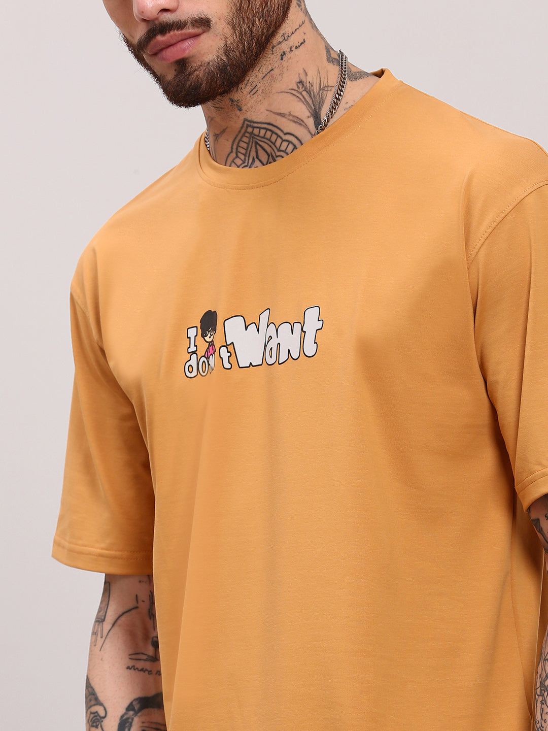 Men Mustard Graphic T Shirt