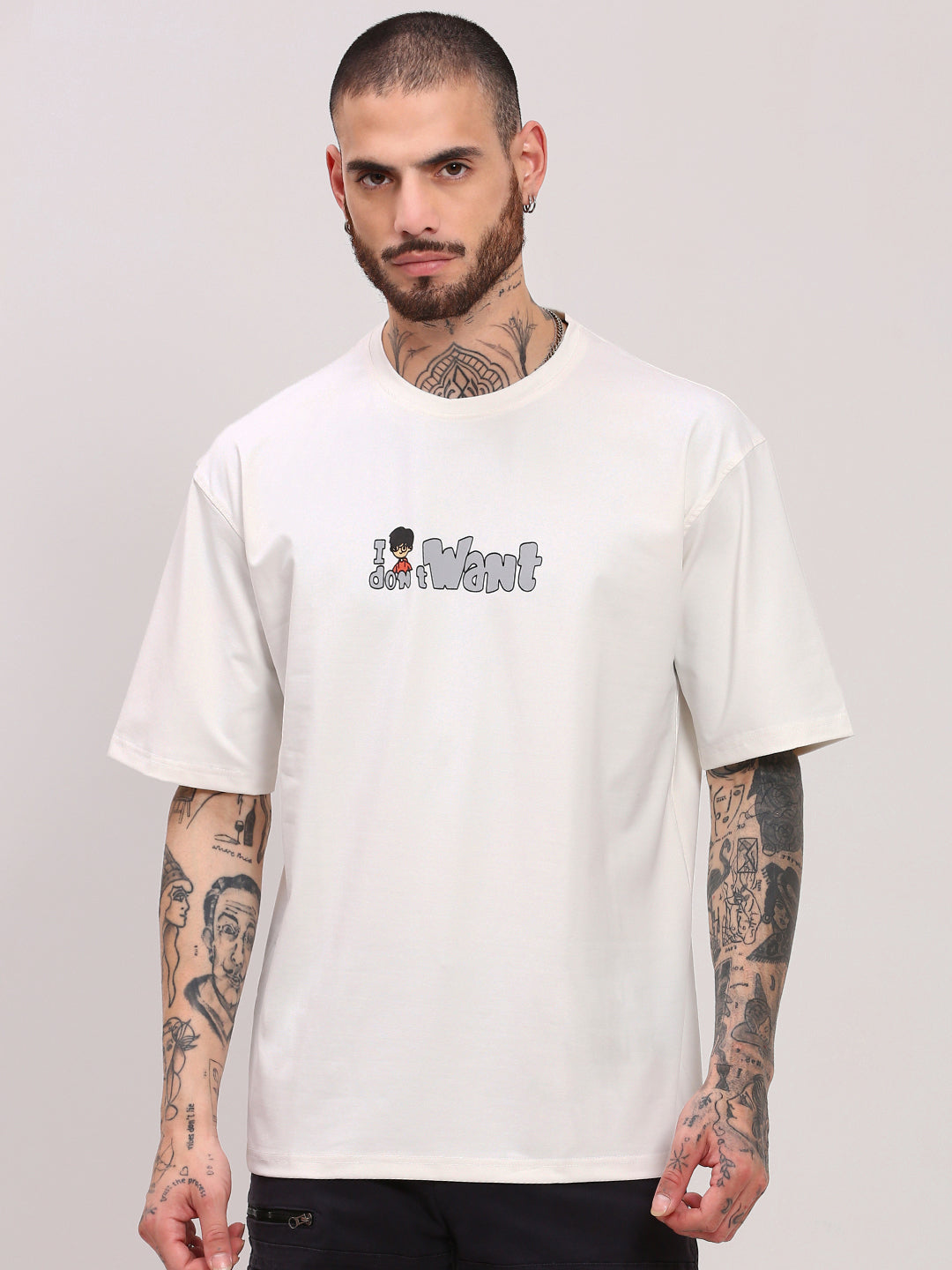 Men White Graphic T Shirt