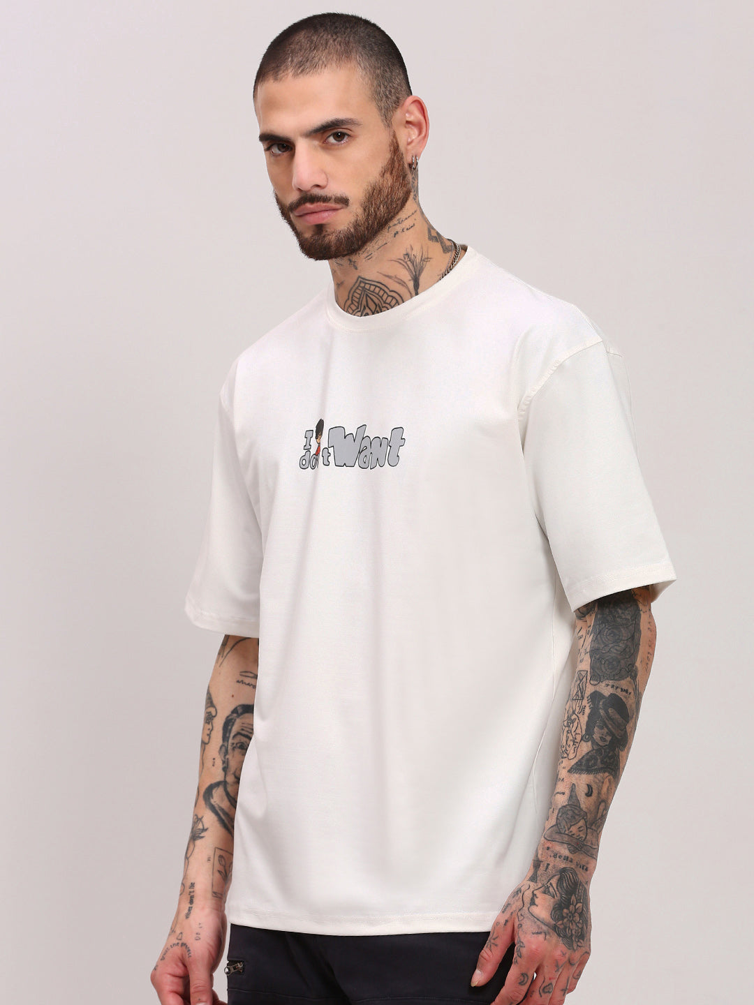 Men White Graphic T Shirt