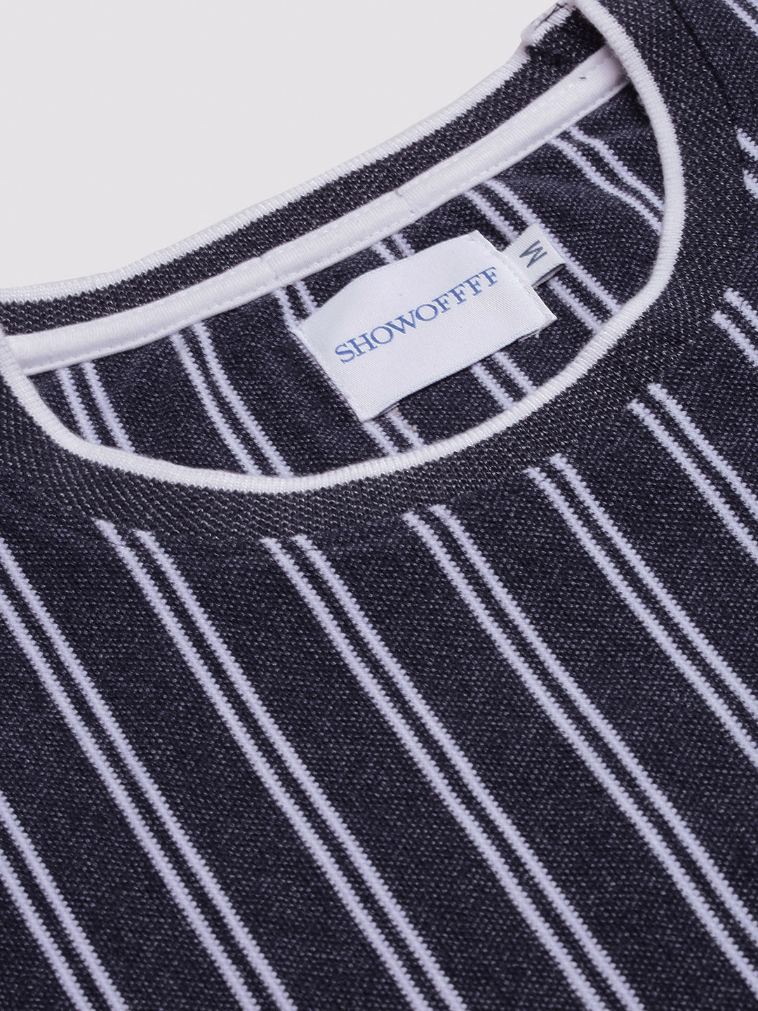 Men Navy Blue Striped T Shirt