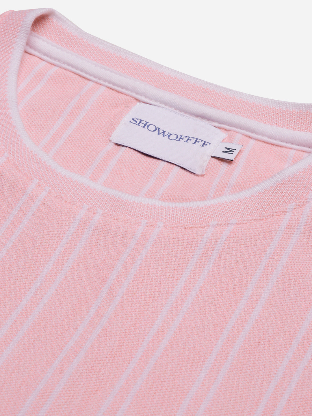 Men Pink Striped T Shirt