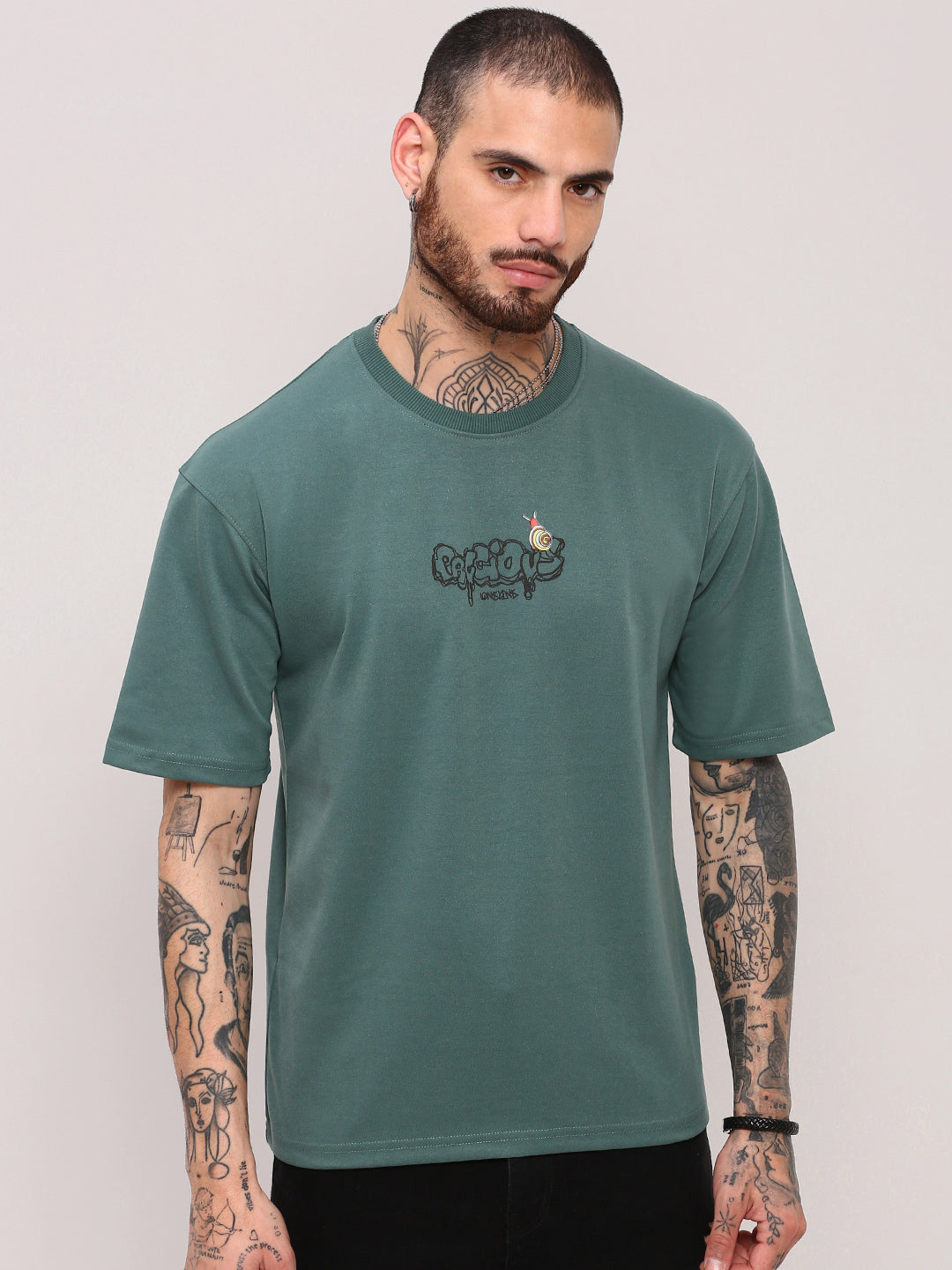 Men Green Graphic T Shirt