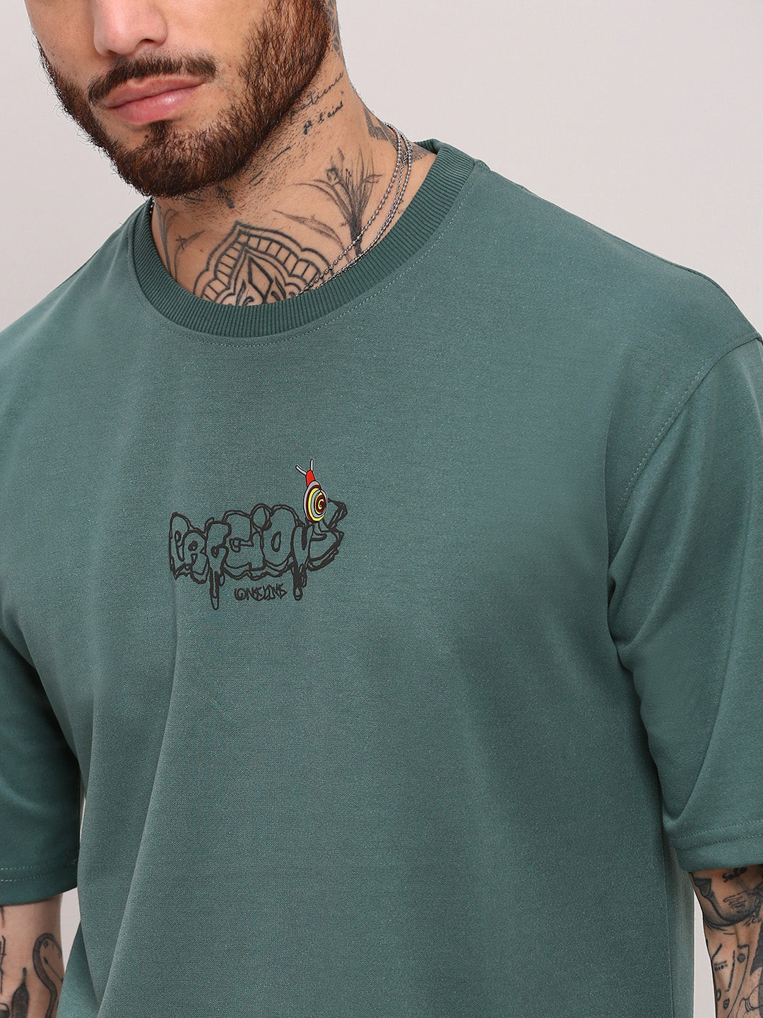 Men Green Graphic T Shirt