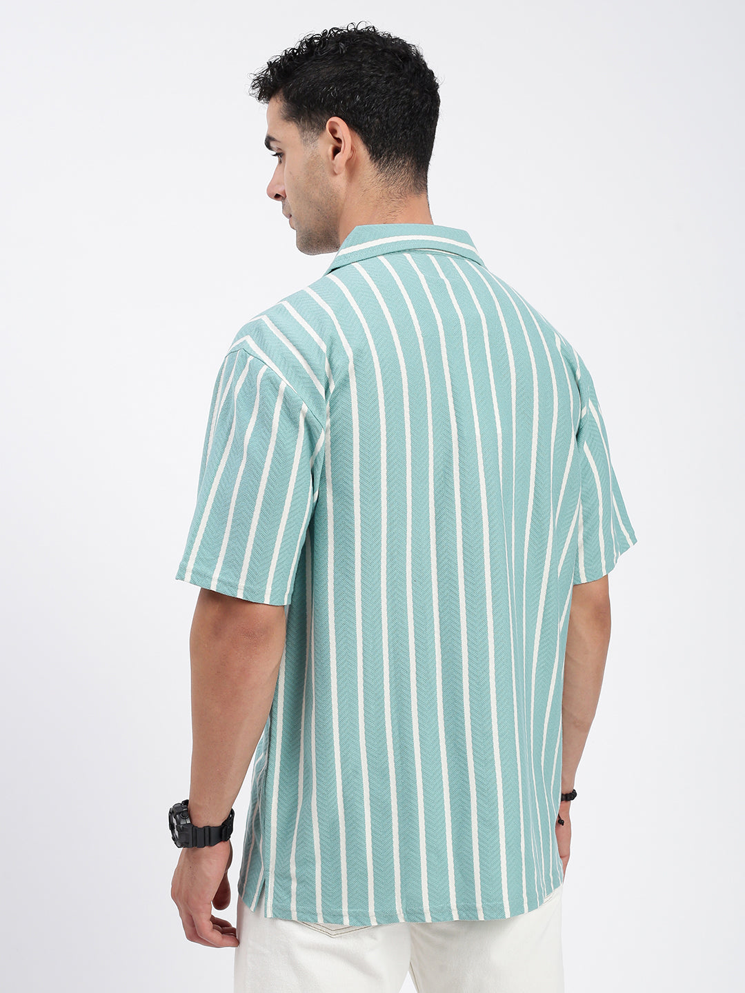 Men Striped Blue Relaxed Fit Shirt