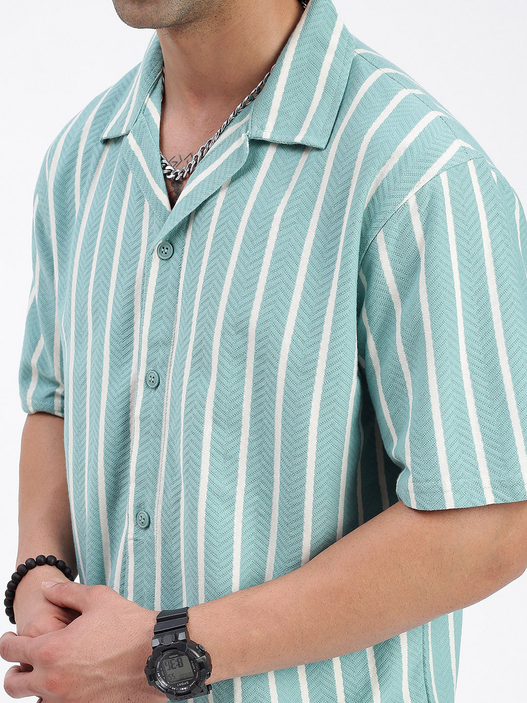 Men Striped Blue Relaxed Fit Shirt