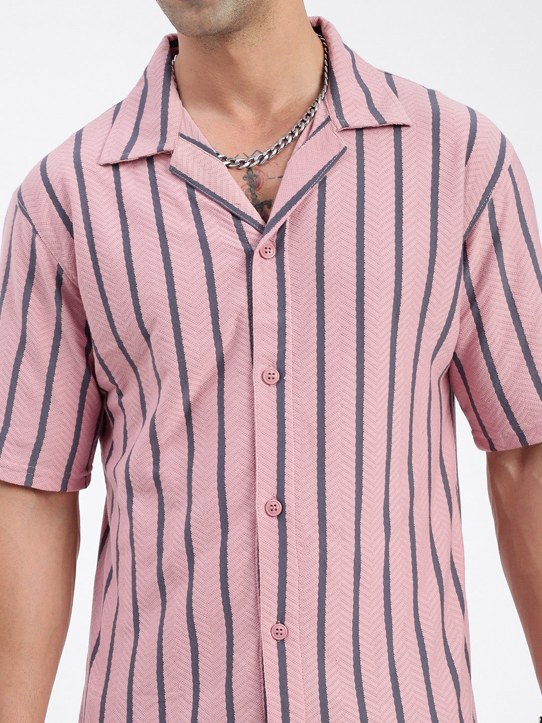 Men Striped Pink Relaxed Fit Shirt