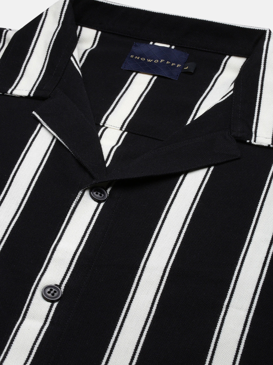 Men Striped Black Relaxed Fit Shirt