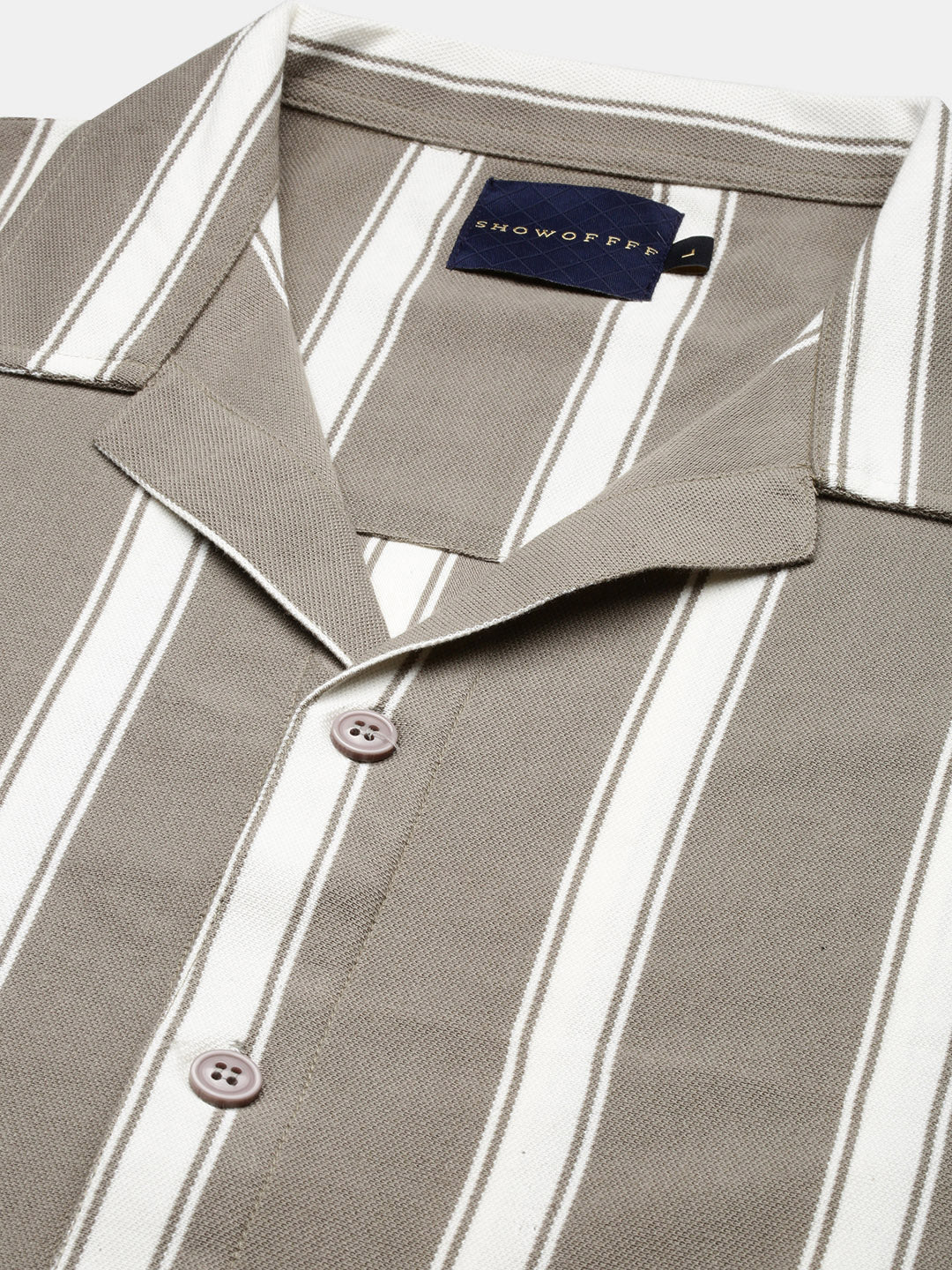 Men Striped Olive Relaxed Fit Shirt