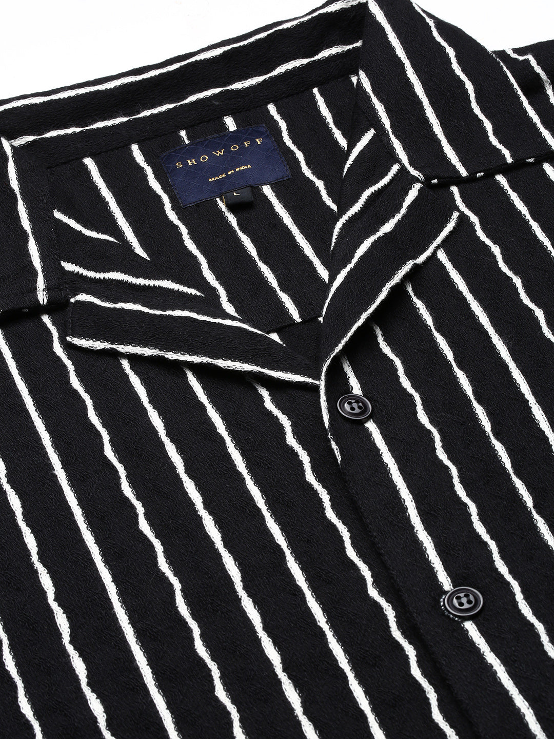 Men Striped Black Relaxed Fit Shirt