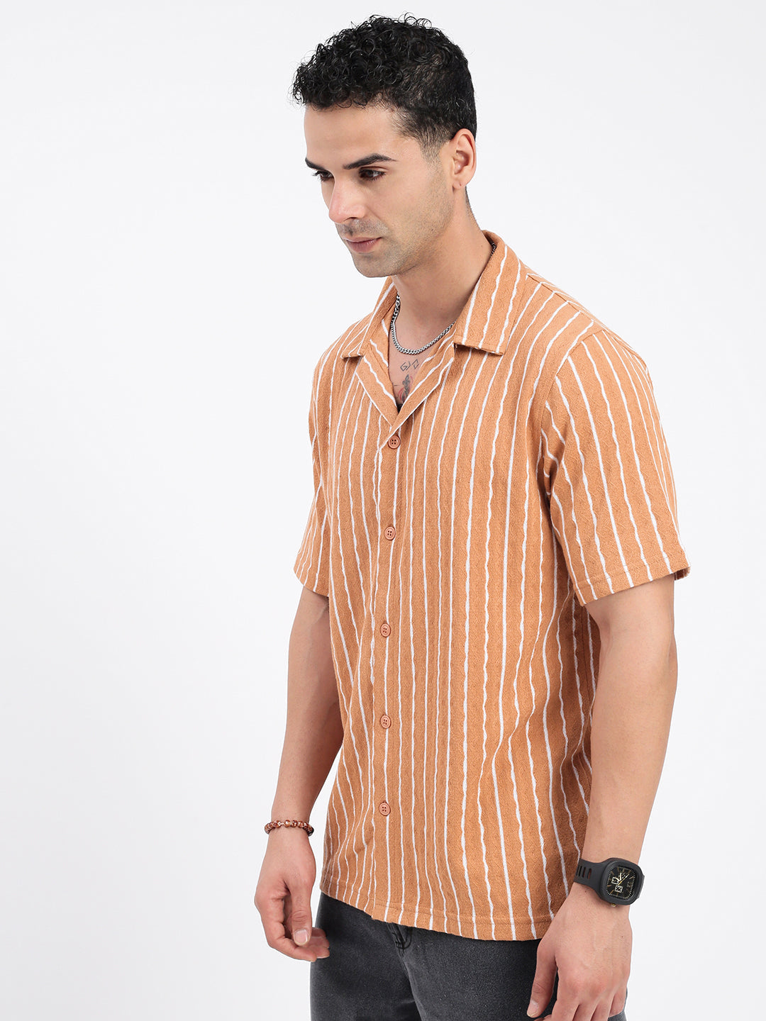 Men Solid Brown Relaxed Fit Shirt