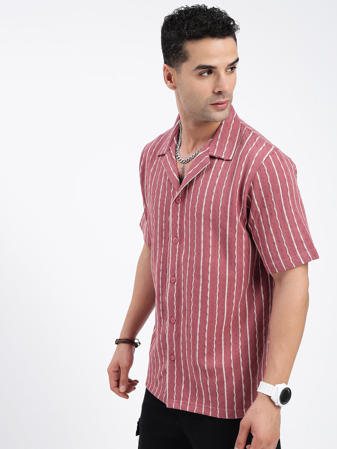 Men Solid Pink Relaxed Fit Shirt