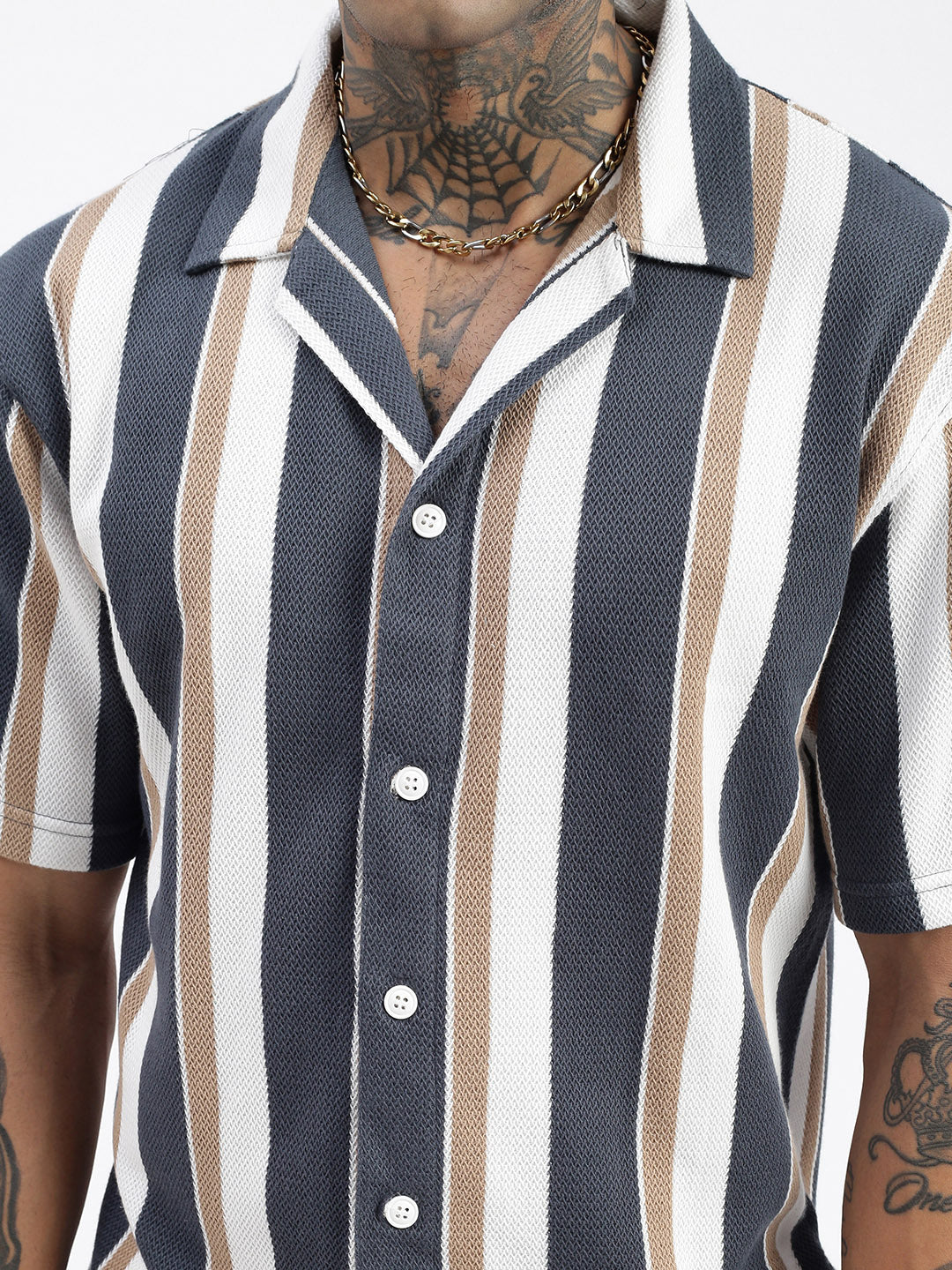 Men Striped Teal Relaxed Fit Shirt