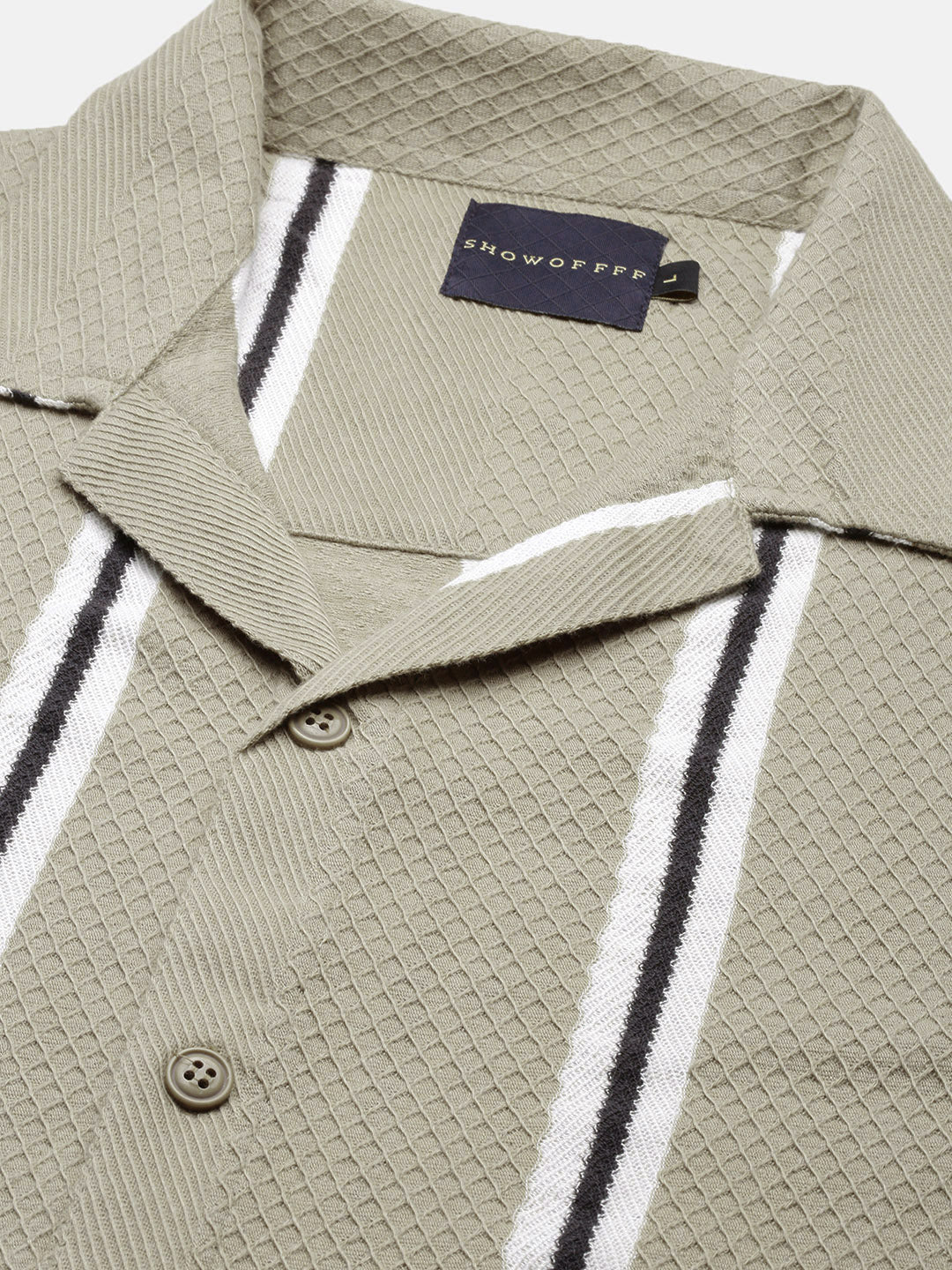 Men Striped Olive Relaxed Fit Shirt