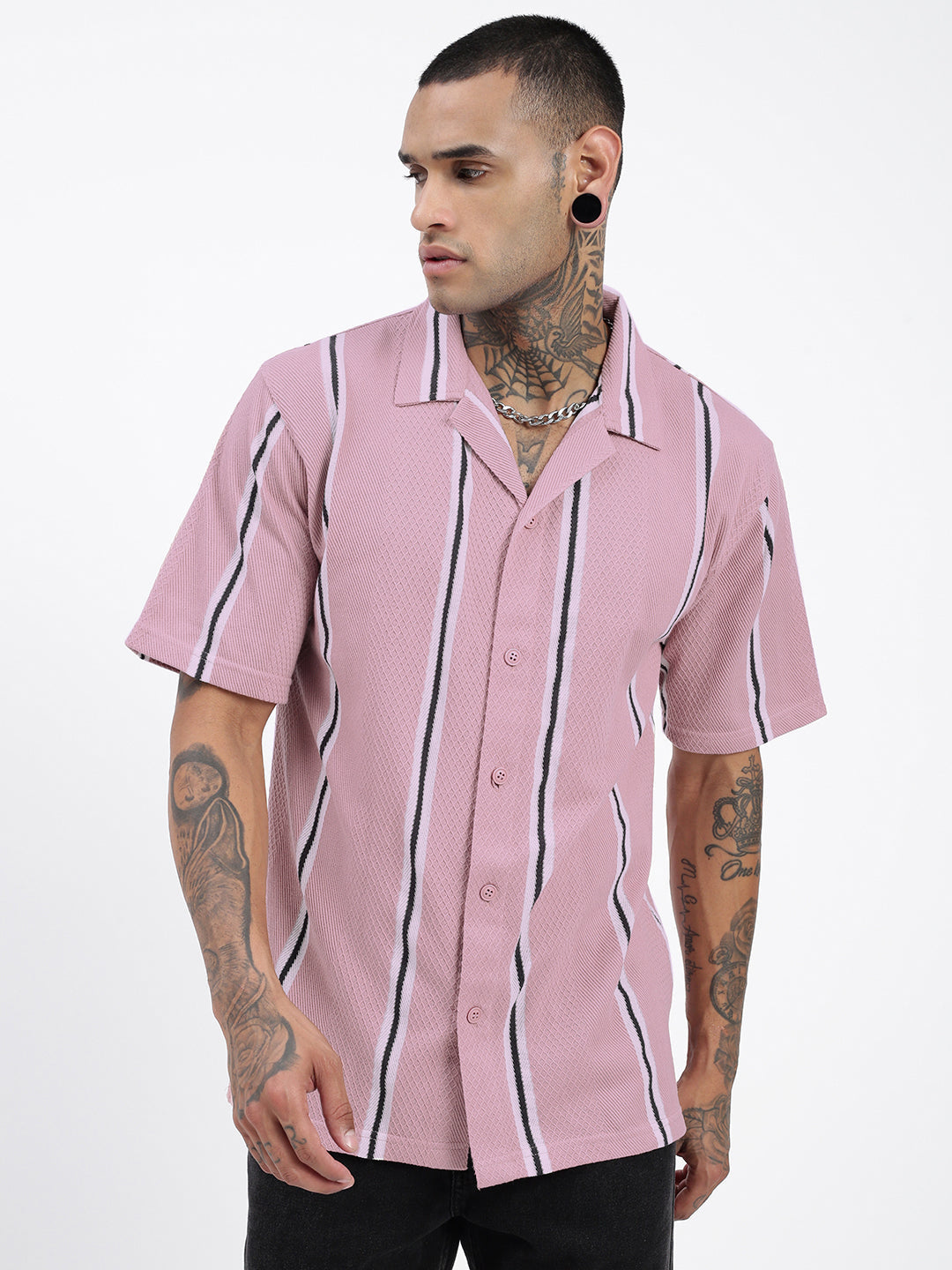 Men Striped Pink Relaxed Fit Shirt