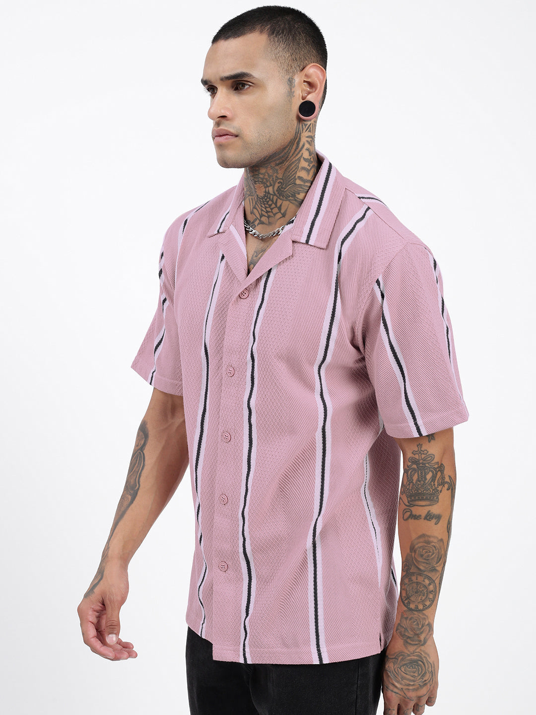 Men Striped Pink Relaxed Fit Shirt