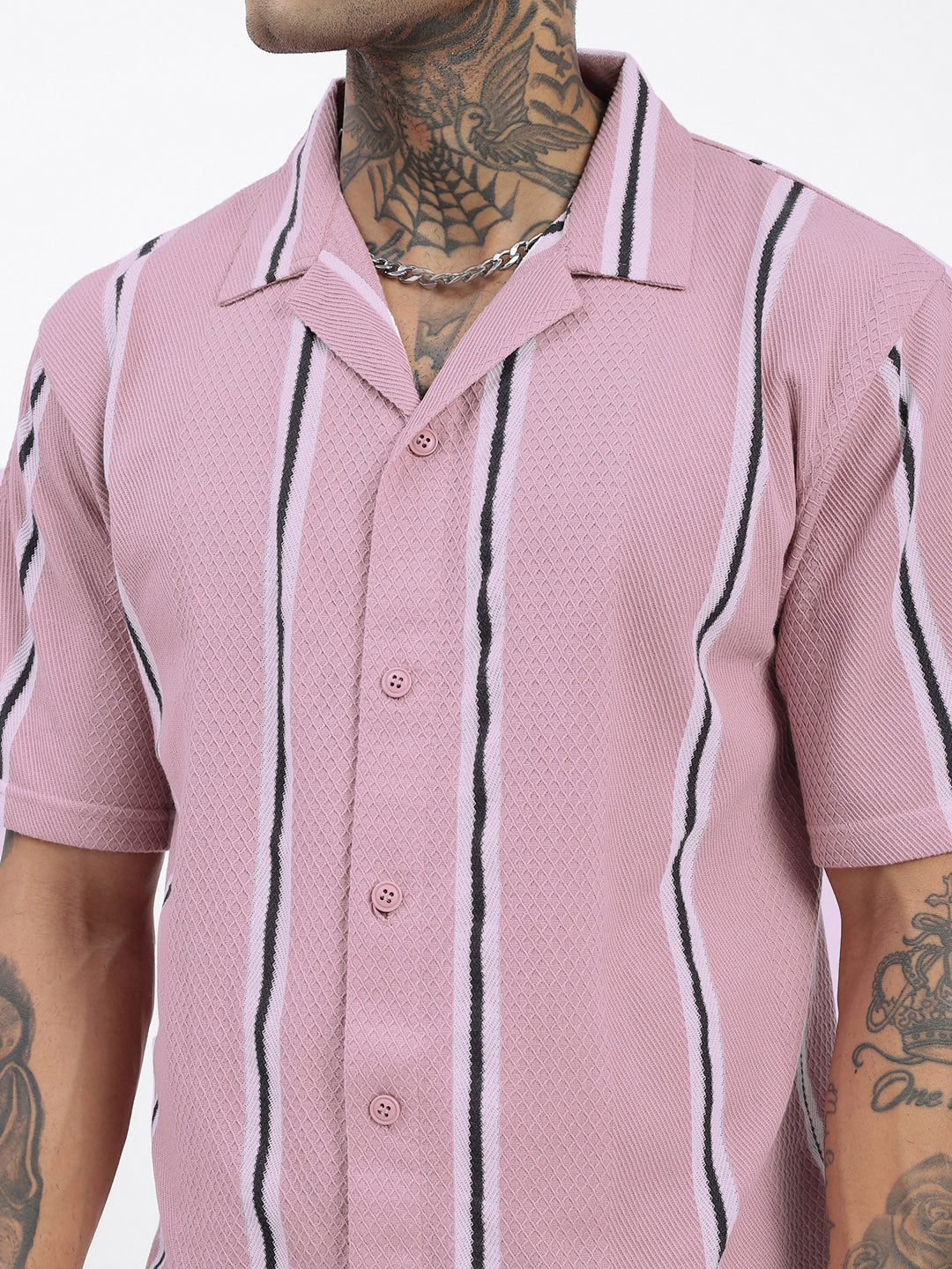 Men Striped Pink Relaxed Fit Shirt