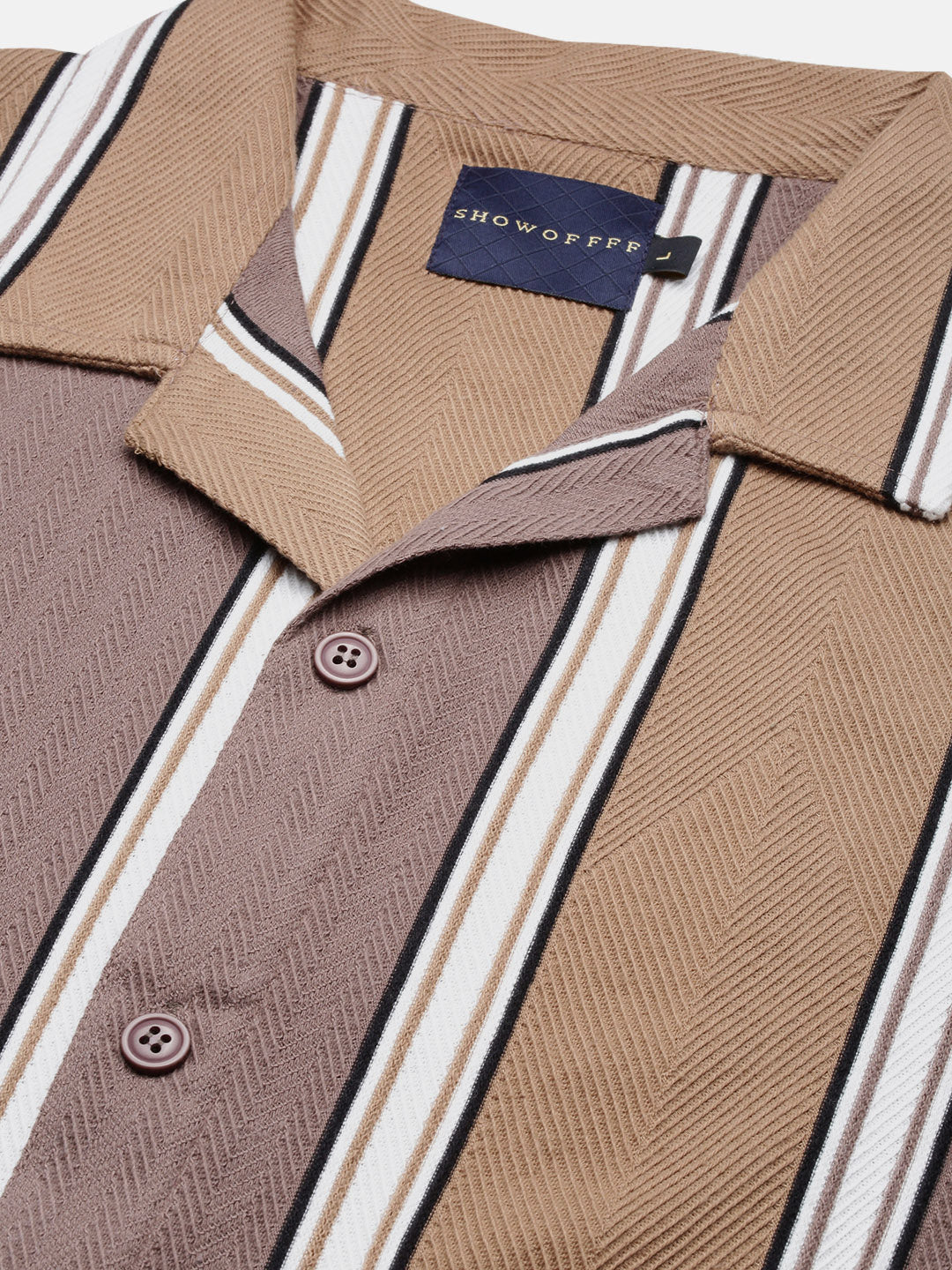 Men Striped Brown Relaxed Fit Shirt