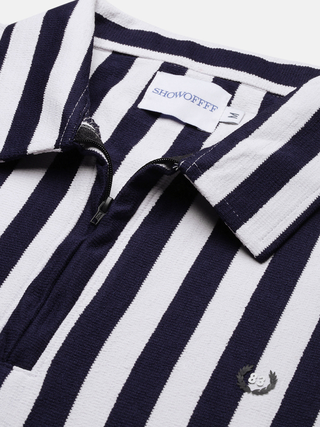 Men Navy Blue Striped T Shirt