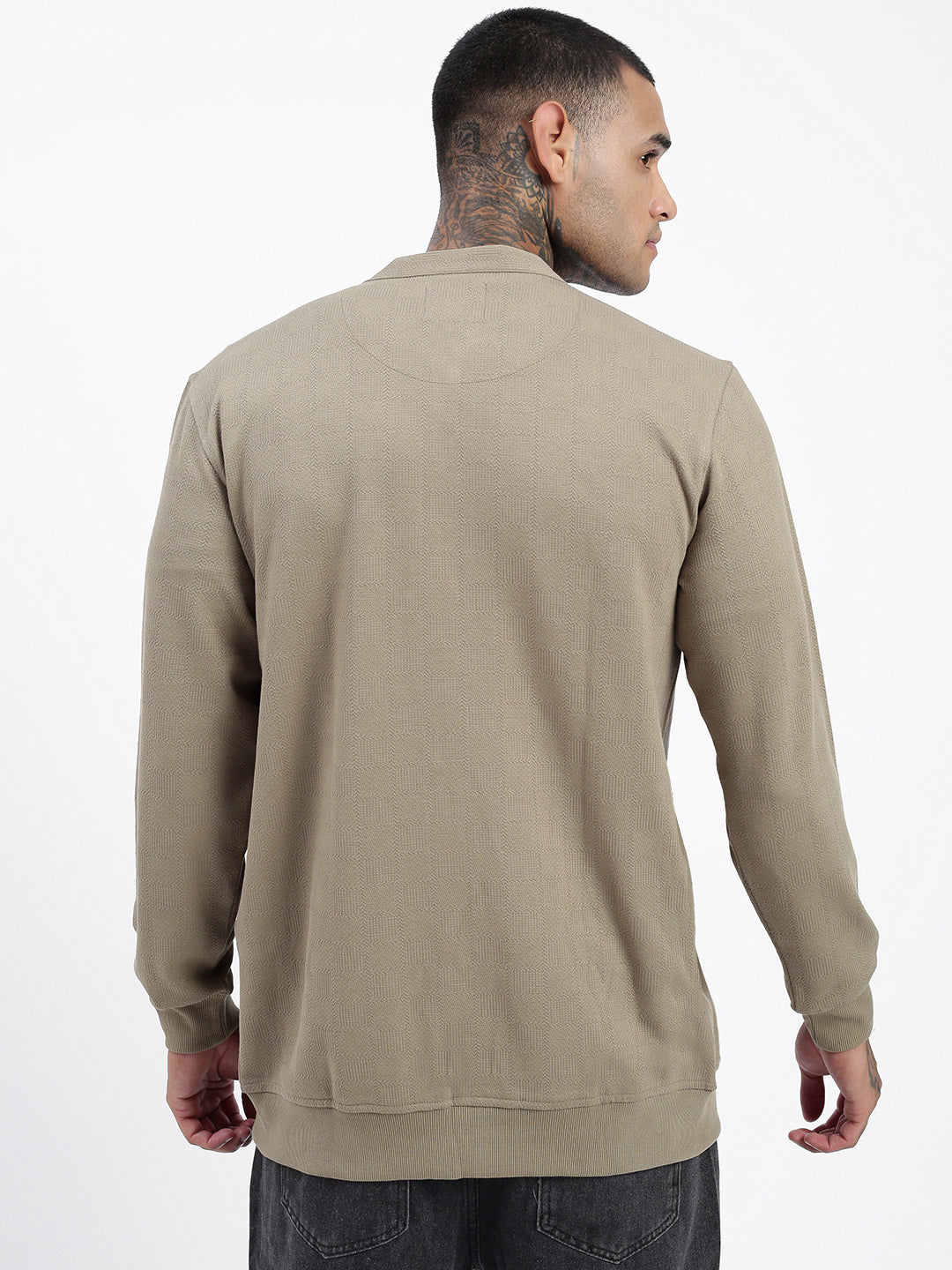 Men Olive Solid Sweatshirt