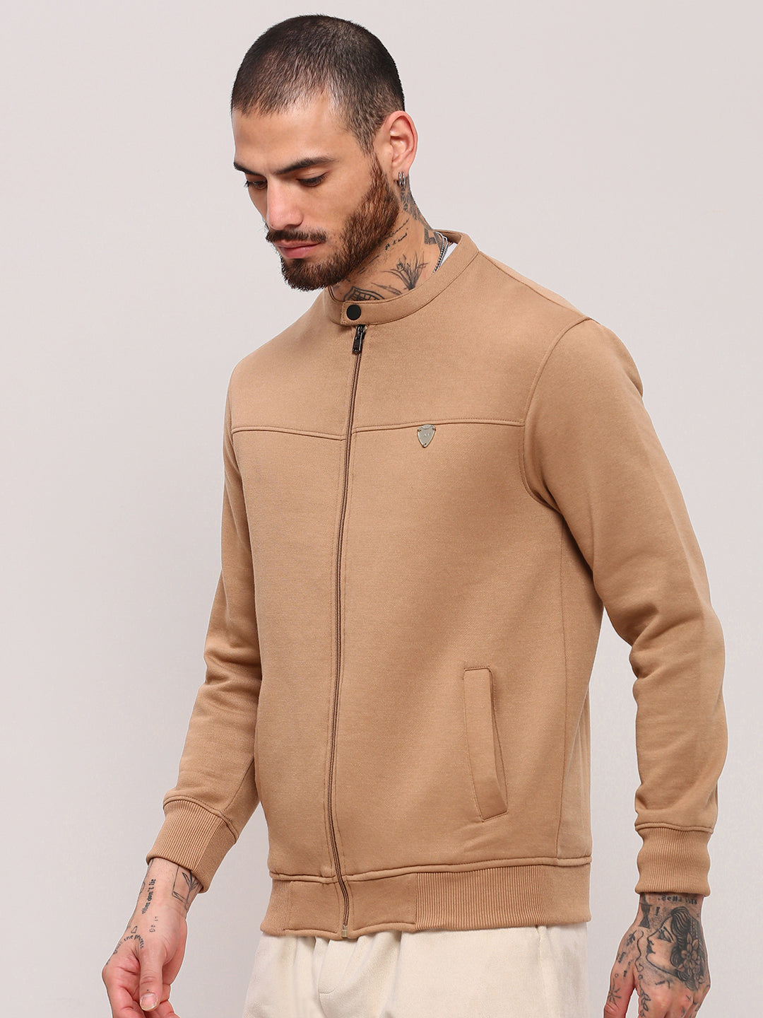 Men Brown Solid Sweatshirt