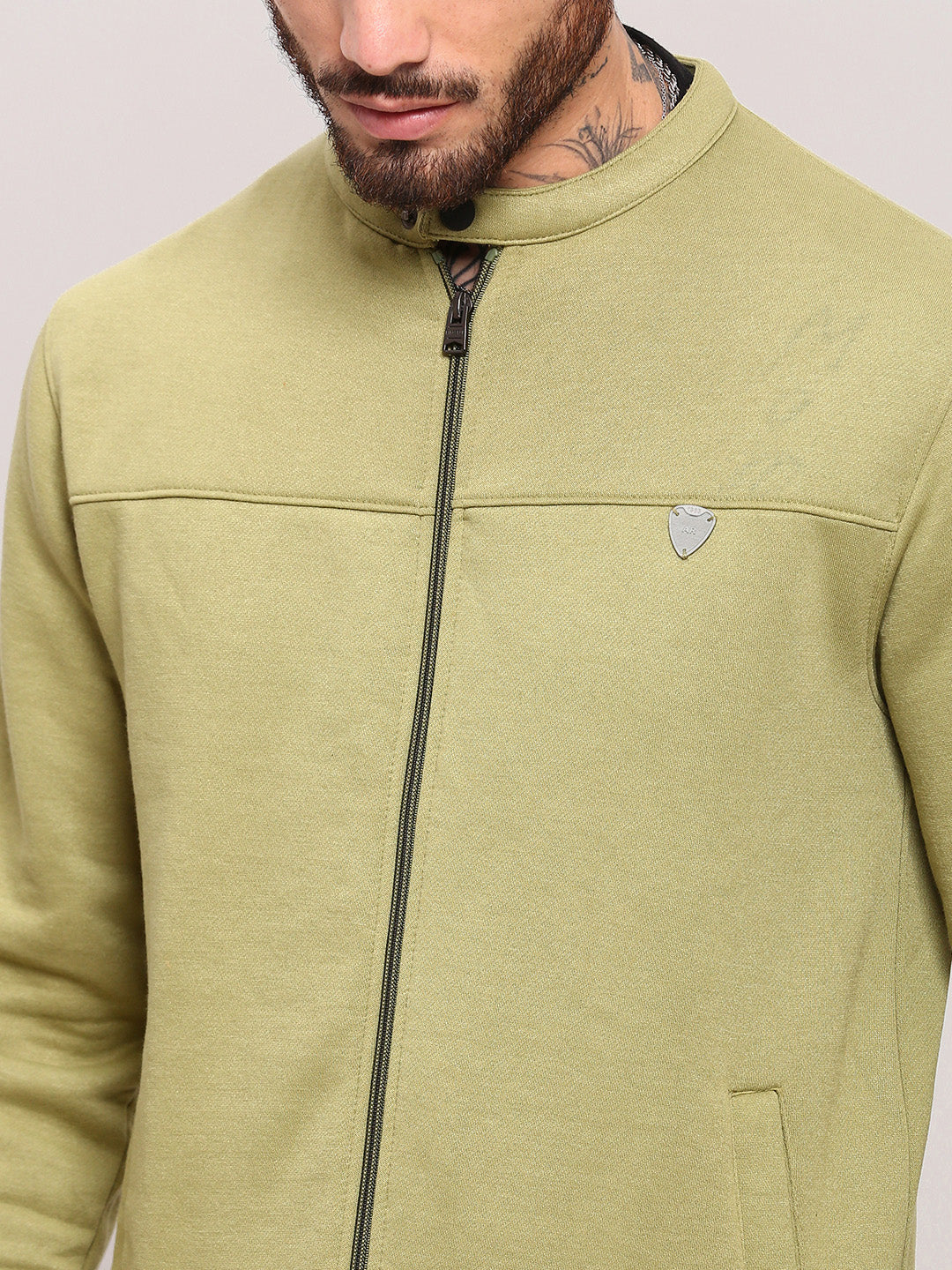 Men Green Solid Sweatshirt