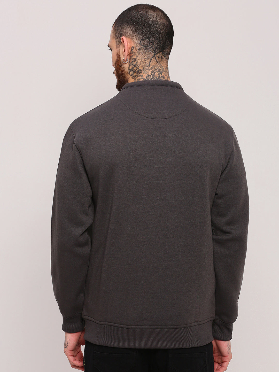 Men Grey Solid Sweatshirt