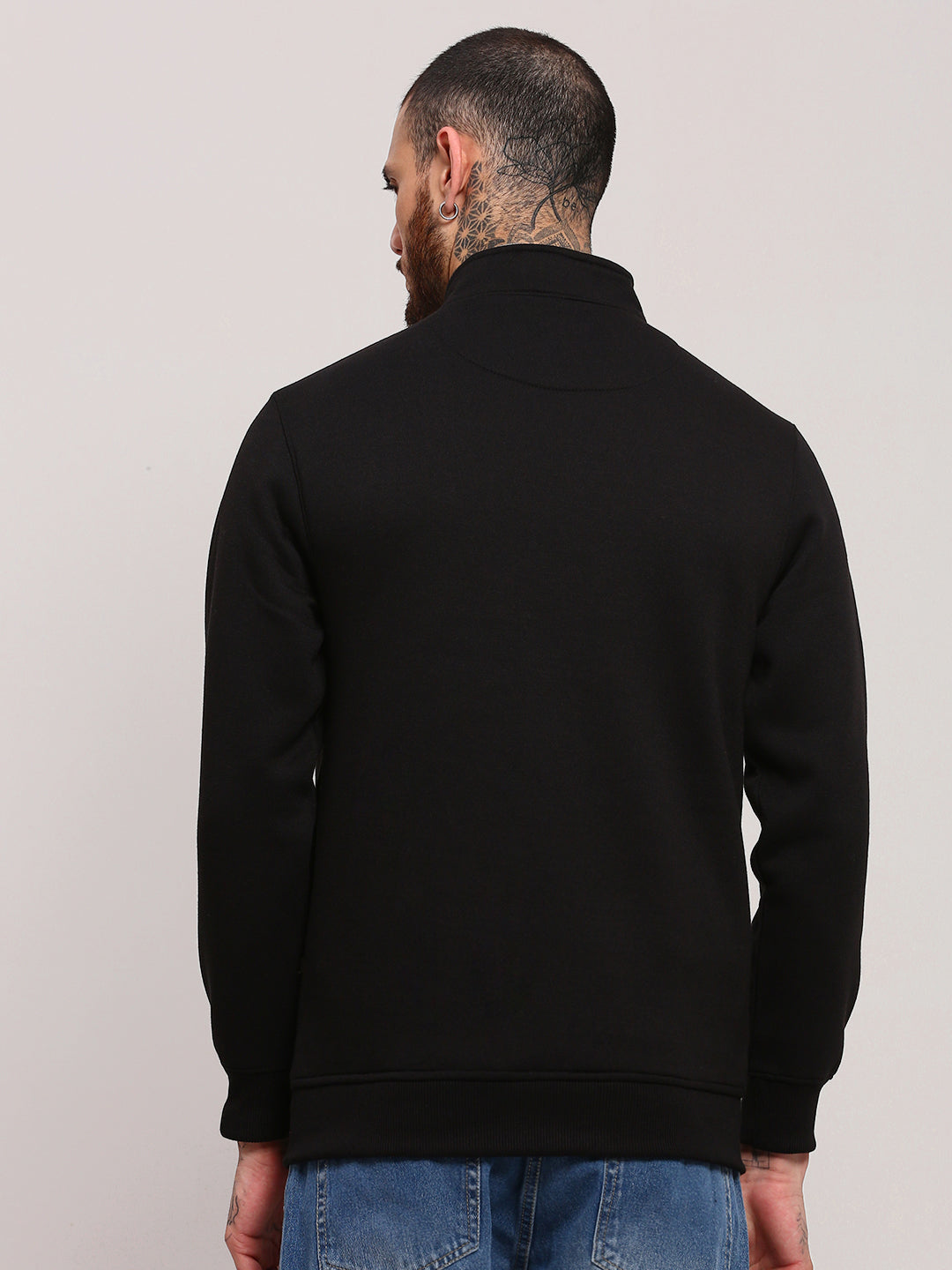 Men Black Solid Sweatshirt