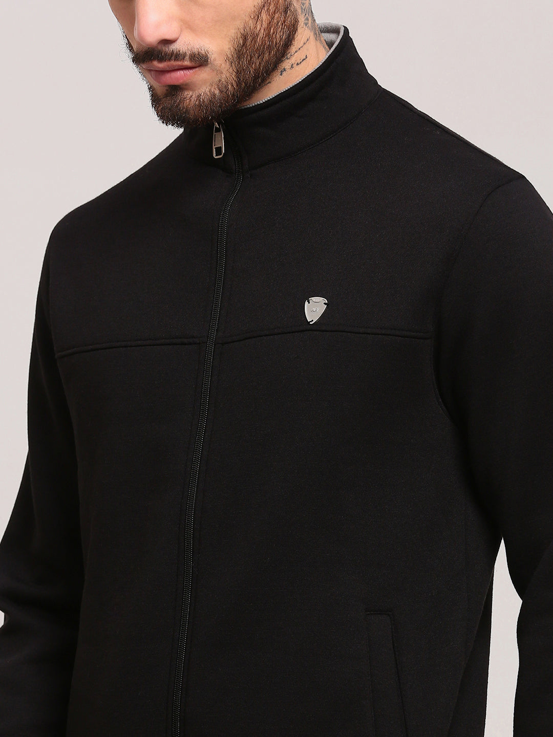 Men Black Solid Sweatshirt