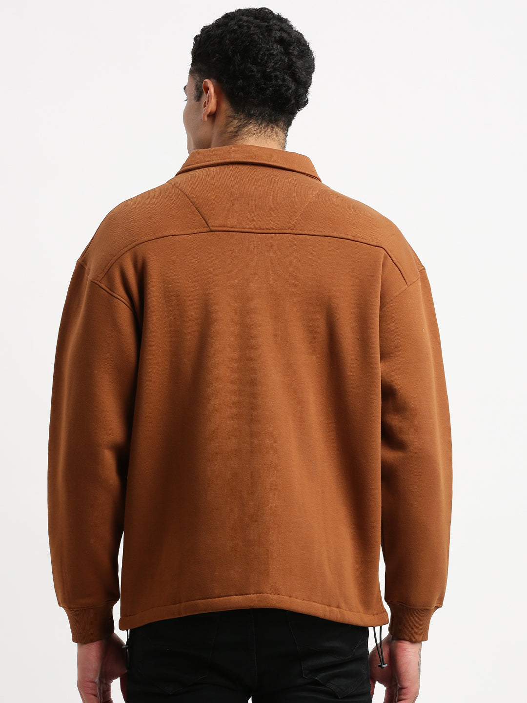 Men Spread Collar Brown Solid Tailored Jacket