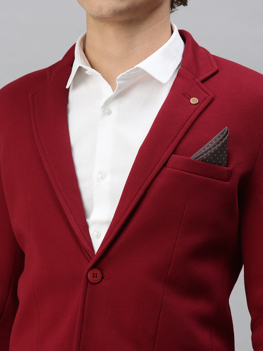 Men's Solid Maroon Single Breasted Blazer