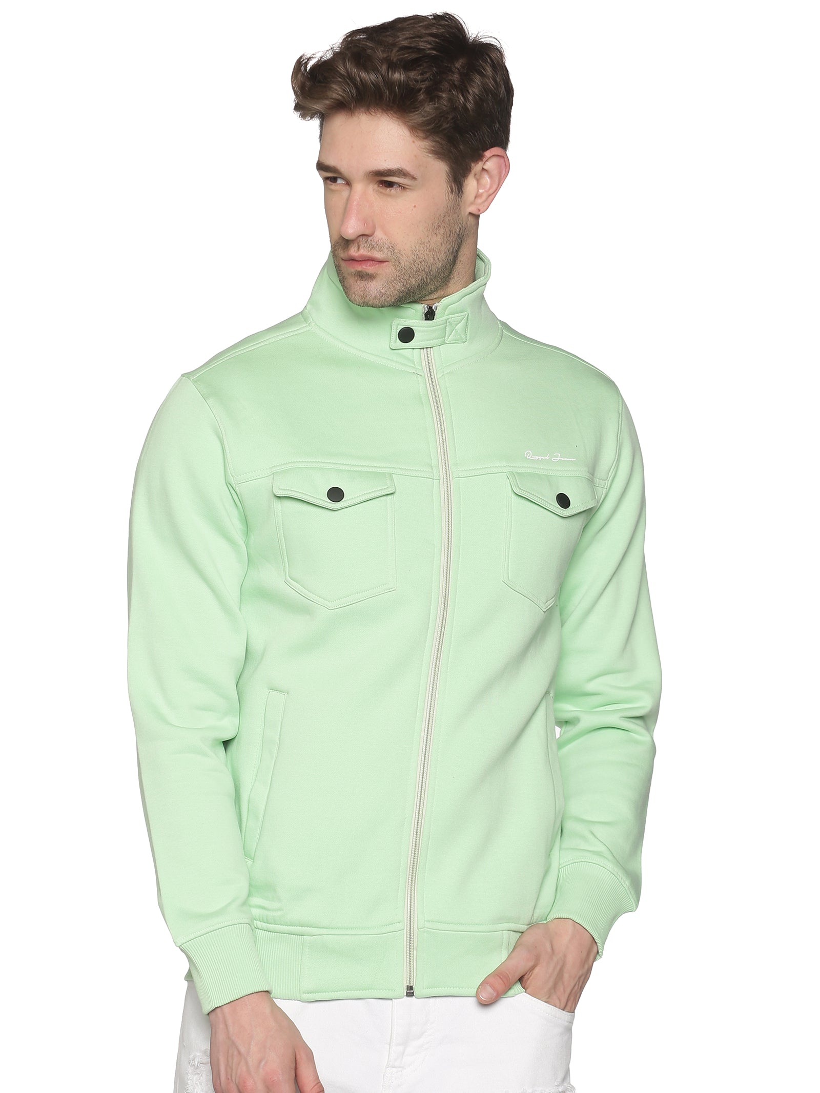 Men Solid Green Sweatshirt